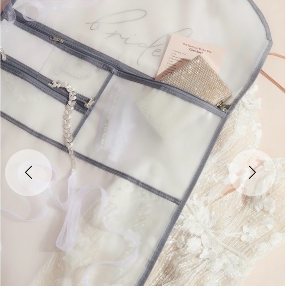 David's Bridal White and Gray Travel Garment Bag